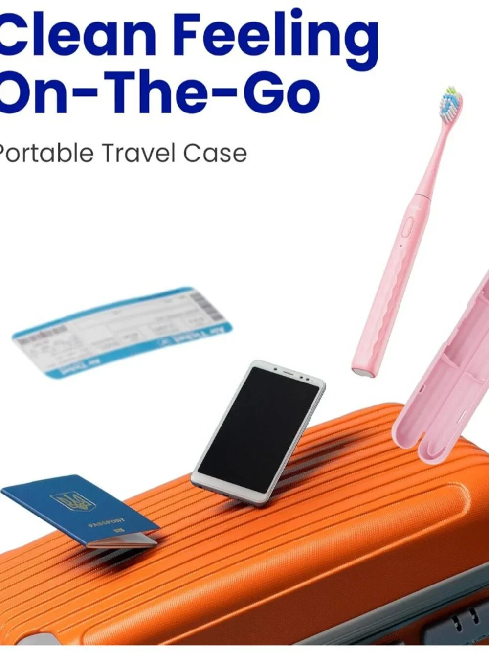 Sonic Travel Electric Toothbrush for Adults&Kids, Travel Case&2 Brush Heads, 1 C